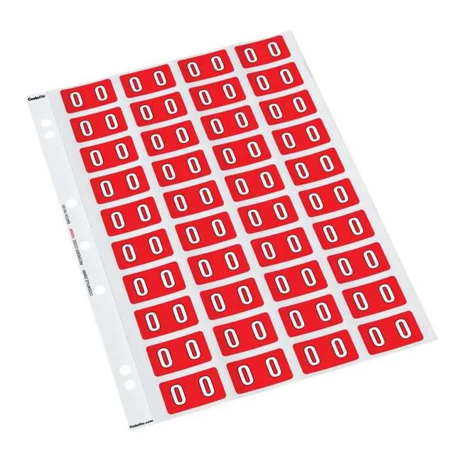 Codafile Numeric Label Set: '0' – 25Mm Height, 5 Sheets Per Pack 1