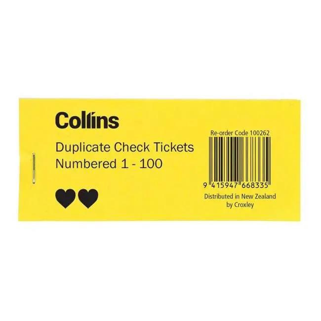 Collins Check Ticket Roll – Standard Size 1