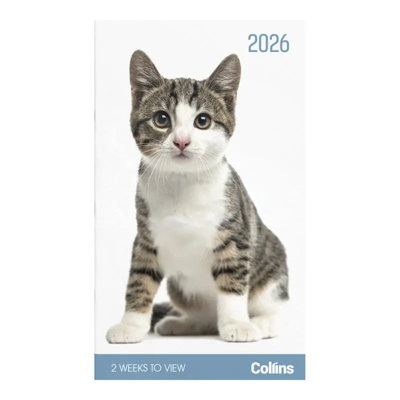 Collins Slim Cats & Kittens Diary 2026 – Two-Weeks-Per-Page Layout 1