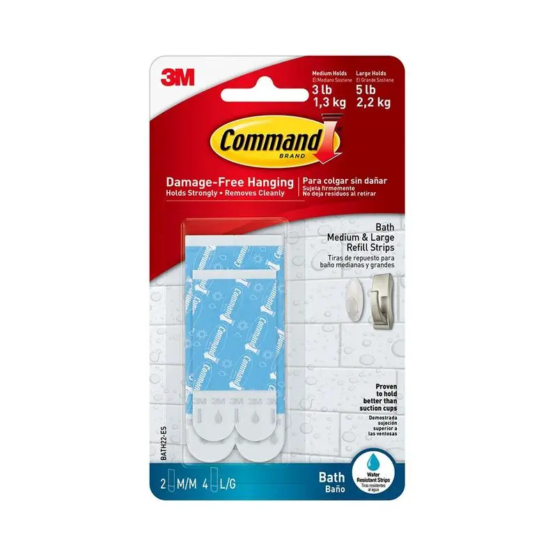 Command Bathroom Removable Refill Strips – Medium/Large Size, 6-Pack 1