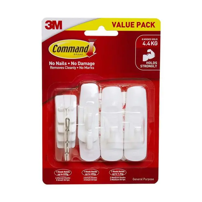 Command Hook Value Pack 17012-8 – Assorted White Hooks, 8-Piece Set 1