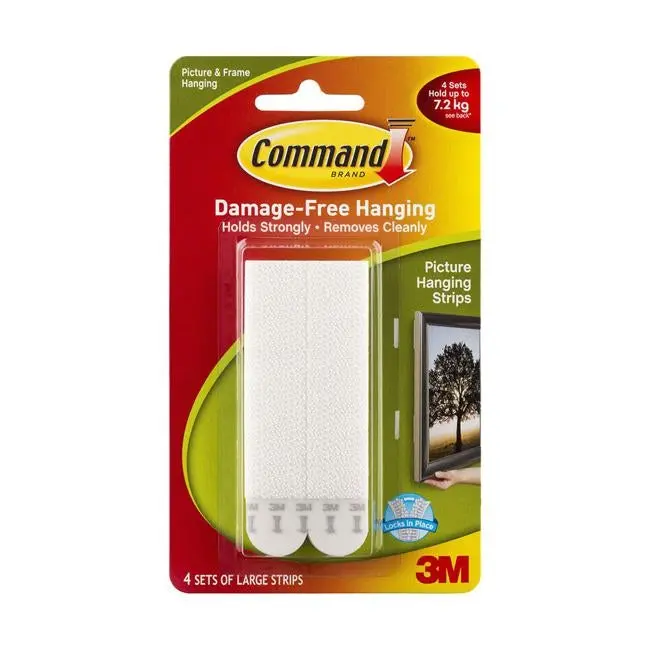 Command Large Picture Hanging Strips 17206 – White, High-Weight Capacity (4-Pack) 1
