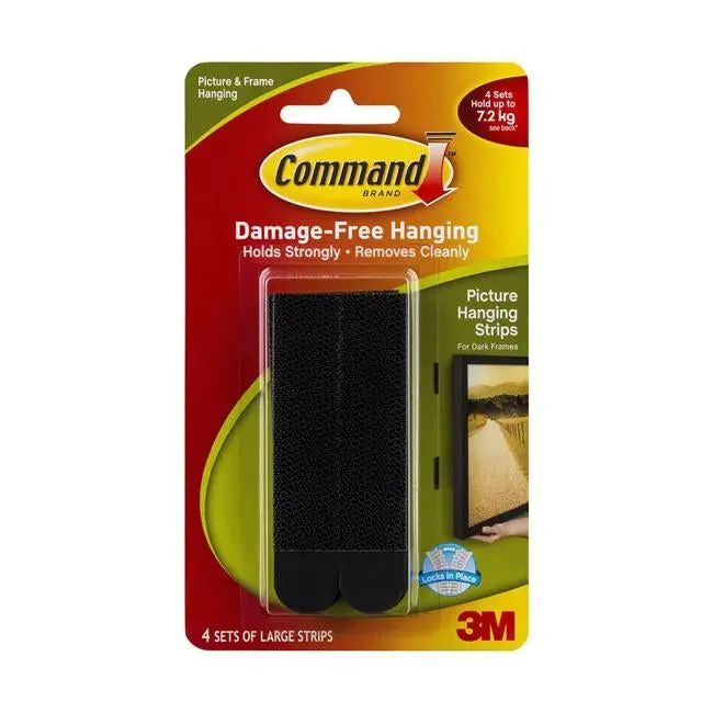 Command Large Picture Hanging Strips 17206Blk – Black Heavy-Duty Adhesive (4-Pack) 1