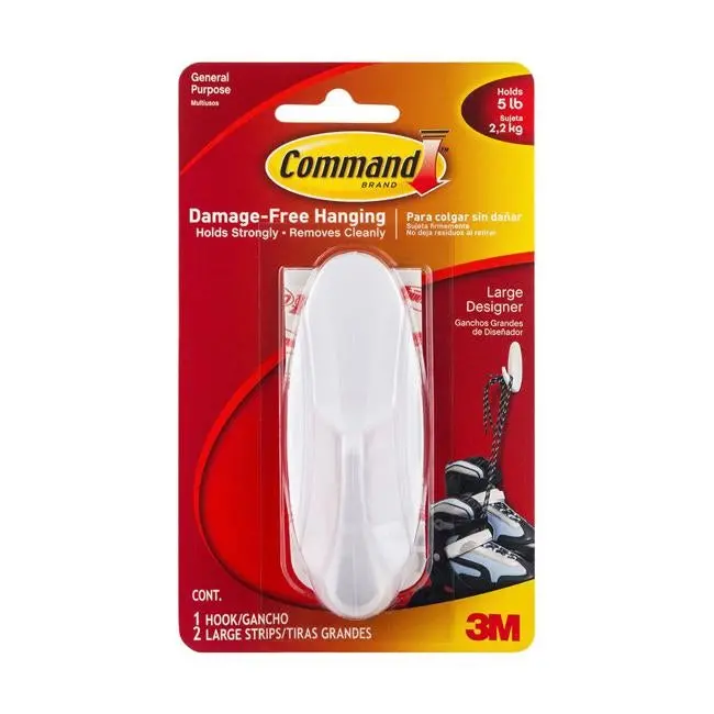 Command Large White Designer Adhesive Hook 1