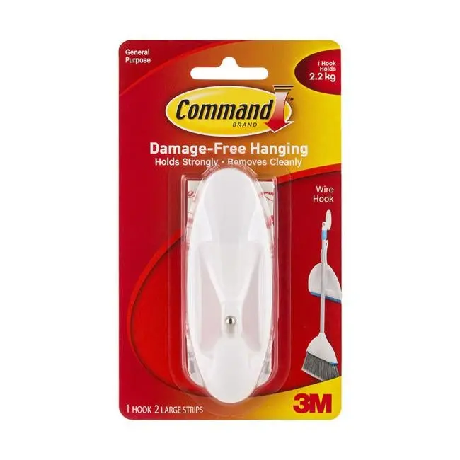 Command Large White Wire Adhesive Hook 1