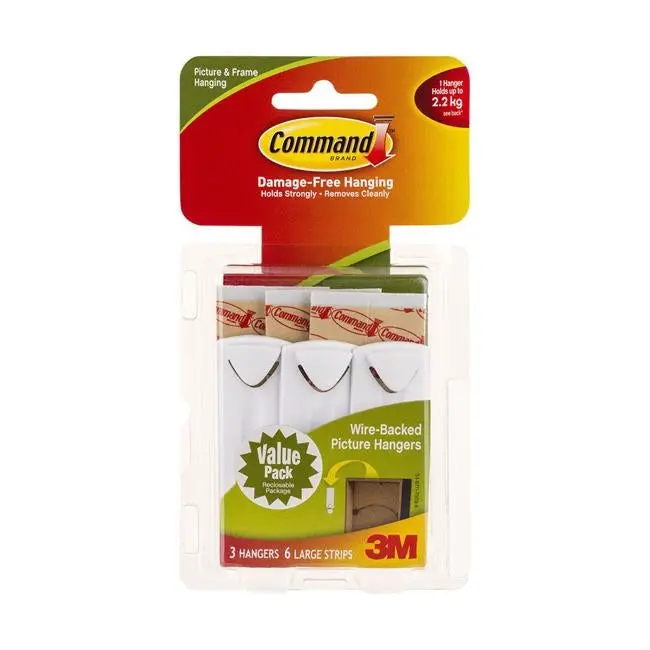 Command Large White Wire-Backed Picture Hanger – Pack Of 3 1