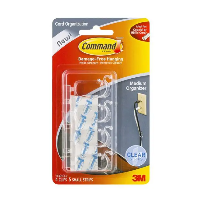 Command Medium Clear Cord Organizer Clips – Pack Of 4 (Model 17301Clr) 1