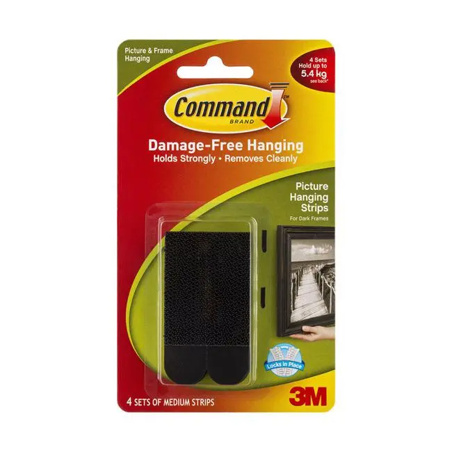 Command Medium Picture Hanging Strips 17201Blk – Black, Damage-Free Mounting (4-Pack) 1