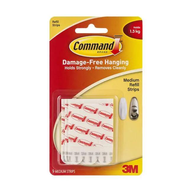 Command Medium Refill Strips 17021P – White, Balanced Strength & Versatility (9-Pack) 1