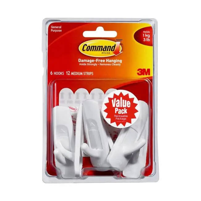 Command Medium White Adhesive Hook – Value Pack Of 6 1