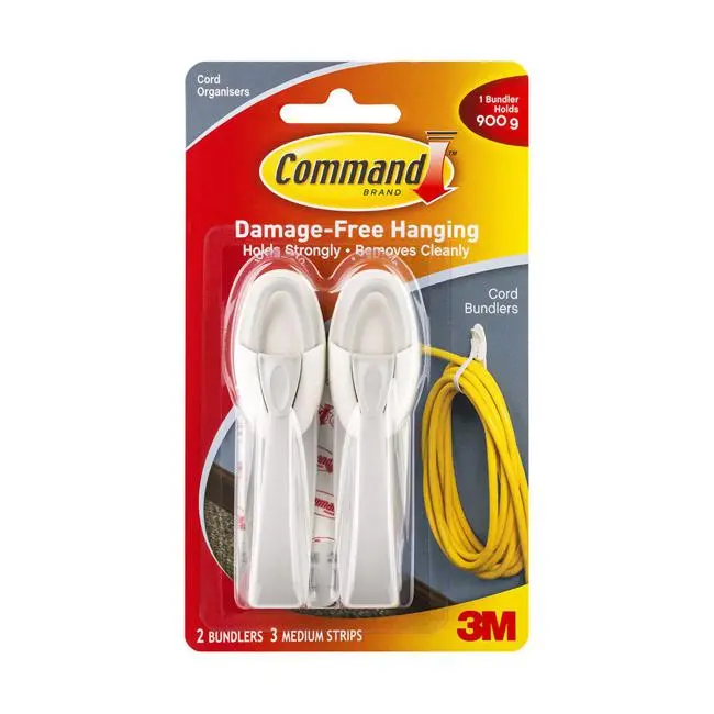 Command Medium White Cord Bundler Strips – Pack Of 2 (Model 17304) 1
