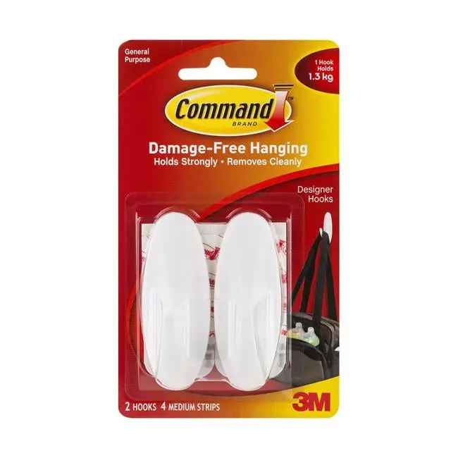 Command Medium White Designer Adhesive Hook – Pack Of 2 1