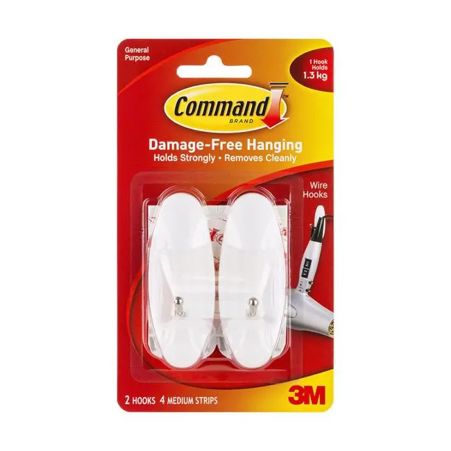 Command Medium White Wire Adhesive Hook – Pack Of 2 1