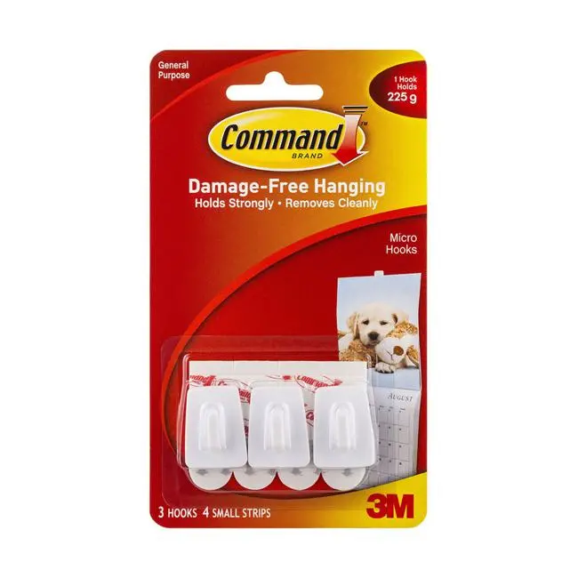 Command Micro White Adhesive Hook – Pack Of 3 1