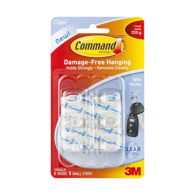 Command Mini Clear Adhesive Hook – Pack Of 6 1
