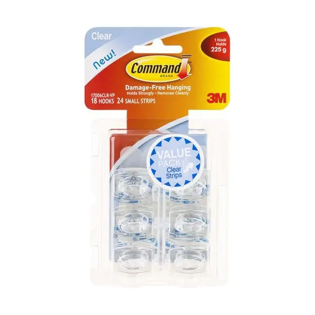 Command Mini Clear Adhesive Hook – Value Pack Of 18 1