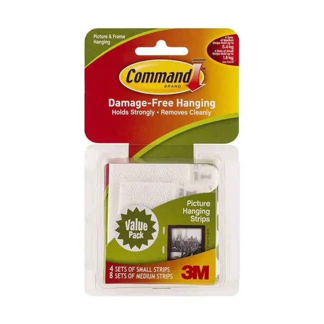 Command Picture Hanging Strips 17203 – Assorted Sizes, White Finish (12-Pack) 1