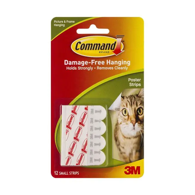 Command Poster Hanging Strips 17024 – Small White Adhesive For Lightweight Prints (12-Pack) 1