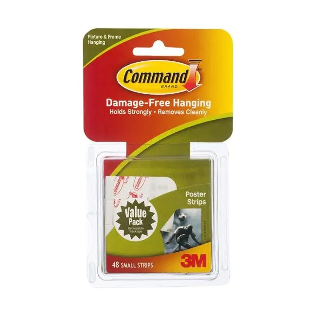 Command Poster Strips – Small White Removable Mounting Kit (48-Pack) 1