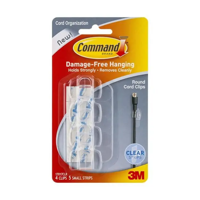 Command Round Clear Cord Clips For Cable Management – Pack Of 4 (Model 17017Clr) 1