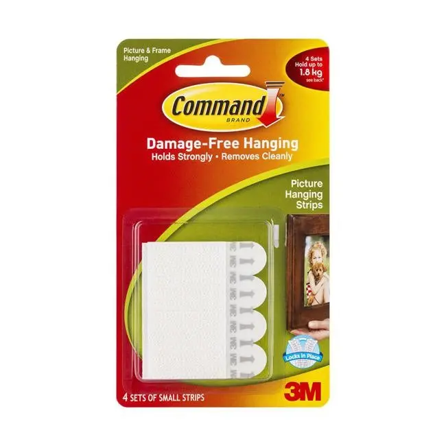 Command Small Picture Hanging Strips 17202 – White, Lightweight Mounting (4-Pack) 1