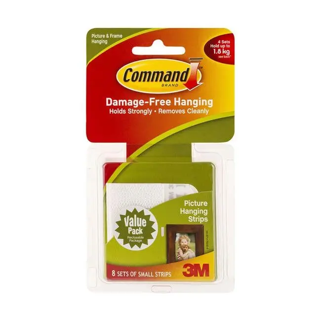 Command Small Picture Hanging Strips 17205-Vp – White, Compact Design (8-Pack) 1