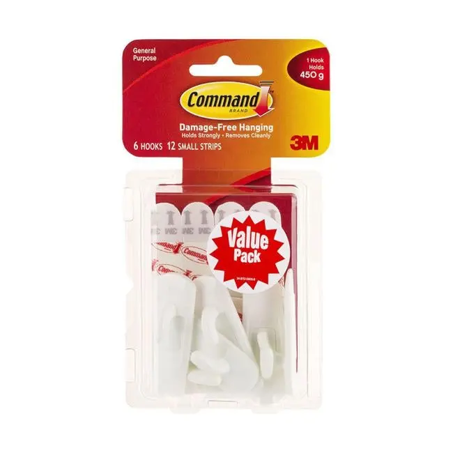 Command Small White Adhesive Hook – Pack Of 6 1