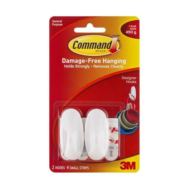 Command Small White Designer Adhesive Hook – Pack Of 2 1