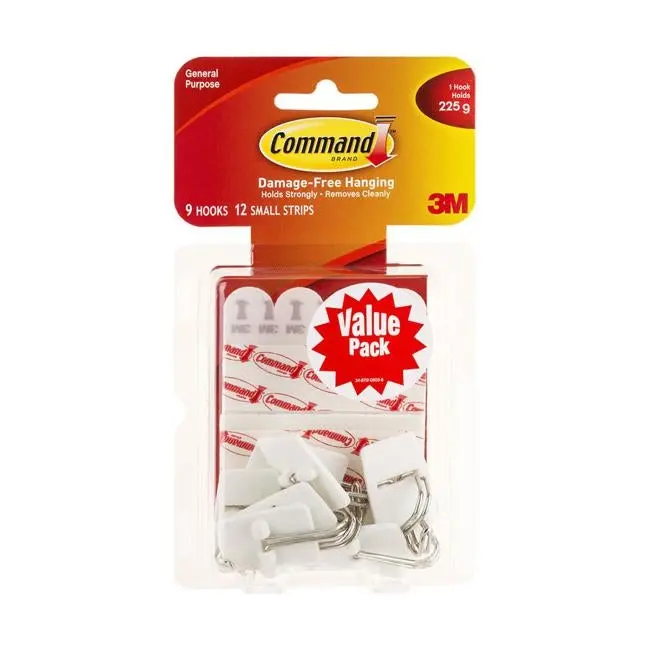 Command Small White Wire Utility Hooks – Value Pack Of 9 (Model 17067) 1