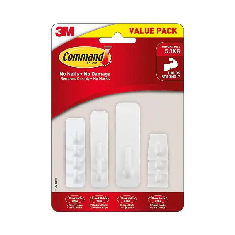 Command White Assorted Hooks (Pack Of 10) – 1.8Kg Weight Capacity 1