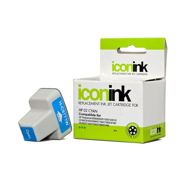 Compatible Hp 02 Cyan Ink Cartridge (C8771Wa) – Icon Brand 1