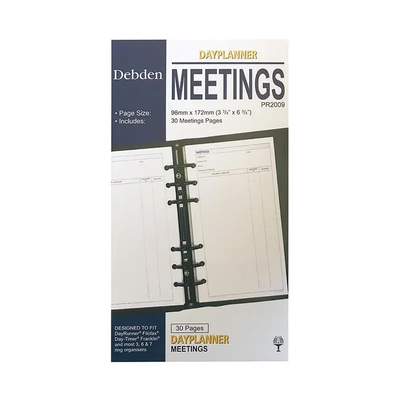 Debden 6-Ring Day Planner Refill – Meetings Layout, Cdpr2009 1