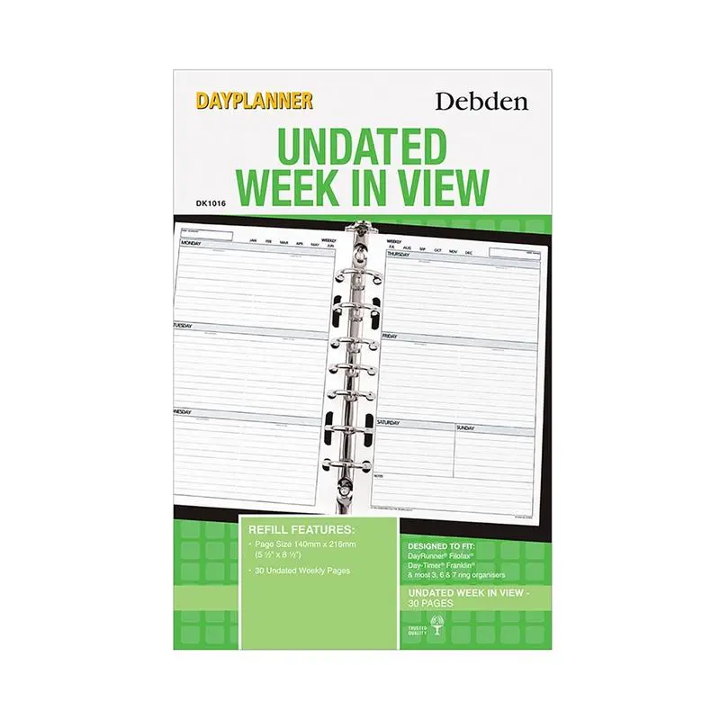 Debden Undated Weekly Desk Planner Refill – Dayplanner Style Cddk1016 1