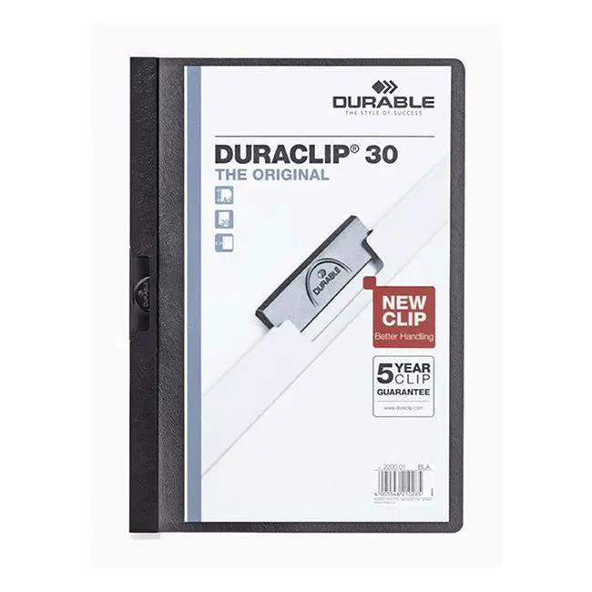 Durable A4 Duraclip File – Black (30-Sheet Capacity) 1