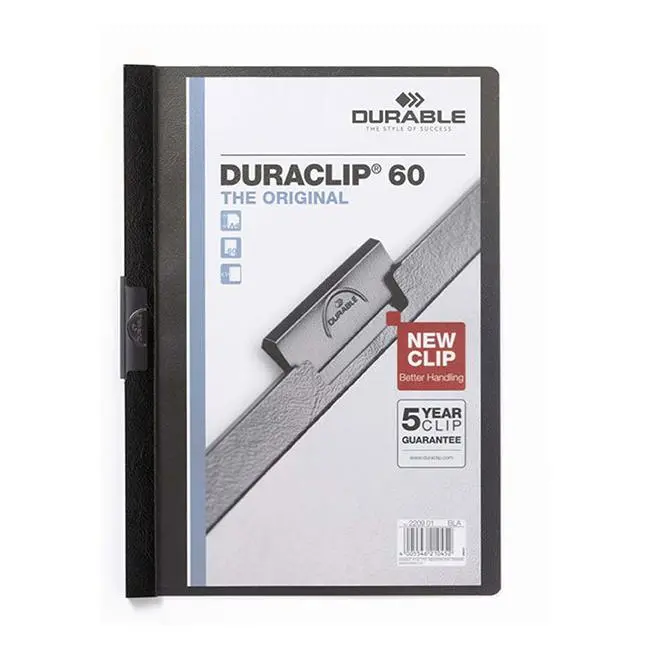 Durable A4 Duraclip File – Black (60-Sheet Capacity) 1