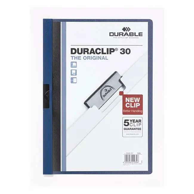 Durable A4 Duraclip File – Dark Blue (30-Sheet Capacity) 1