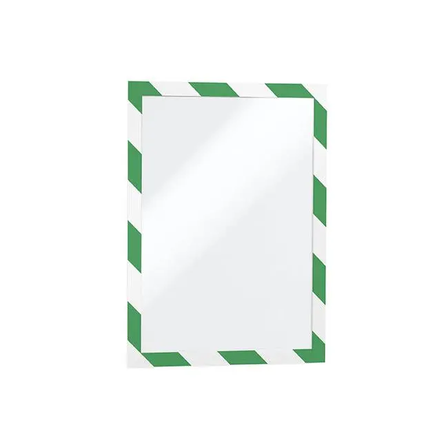 Durable Security Duraframe – A4 Green & White Self-Adhesive Sign Holder 1
