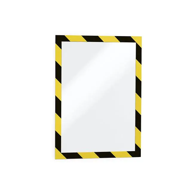 Durable Security Duraframe – A4 Yellow & Black Self-Adhesive Sign Holder 1