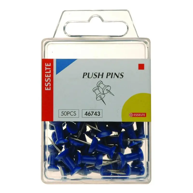 Esselte Blue Push Pins – Premium Pack Of 50 (46743) 1