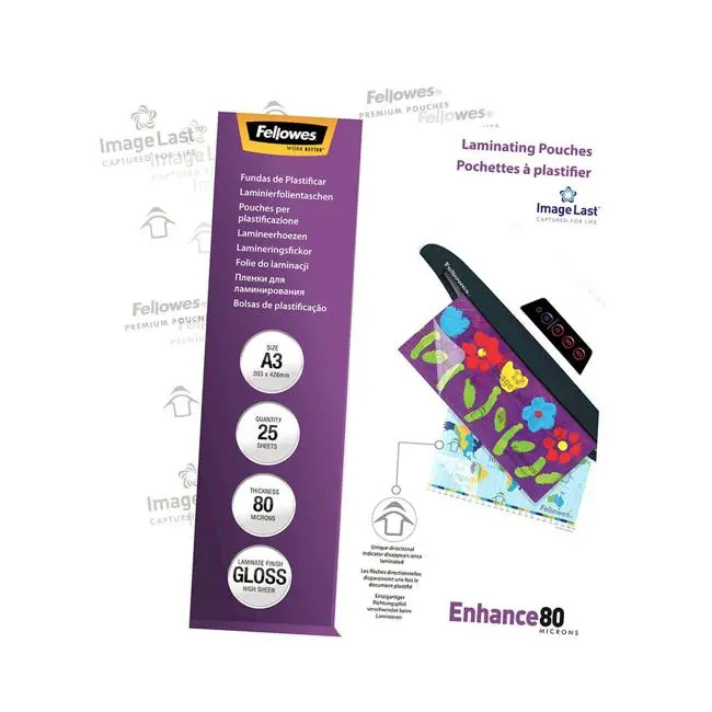 Fellowes A3 Gloss Laminating Pouches – 80-Micron, Pack Of 25 1