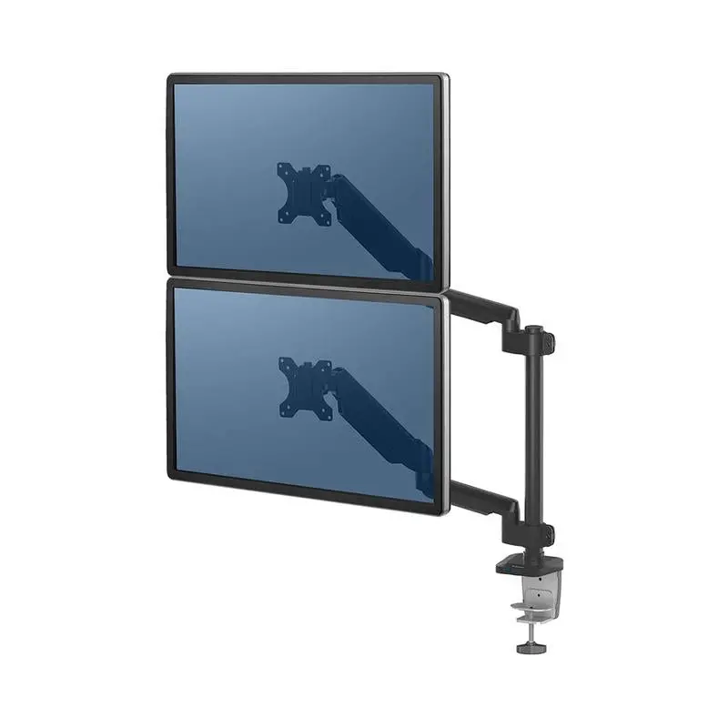 Fellowes Dual Monitor Mount With Usb Hub – Supports Up To 27", Platinum (F8043401) 1