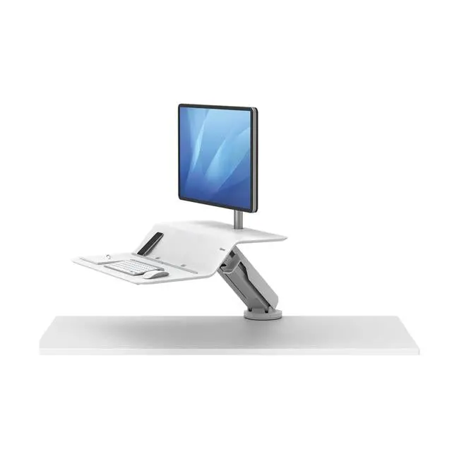 Fellowes Lotus Rt Sit-Stand Monitor Workstation – Single-Screen, White Finish 1
