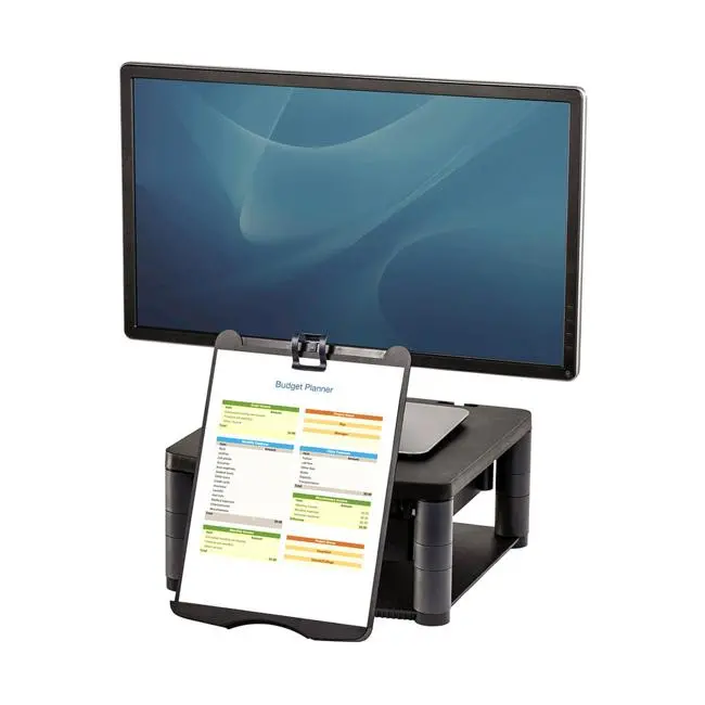Fellowes Premium Adjustable Monitor Riser Plus – Ergonomic Desktop Stand 1