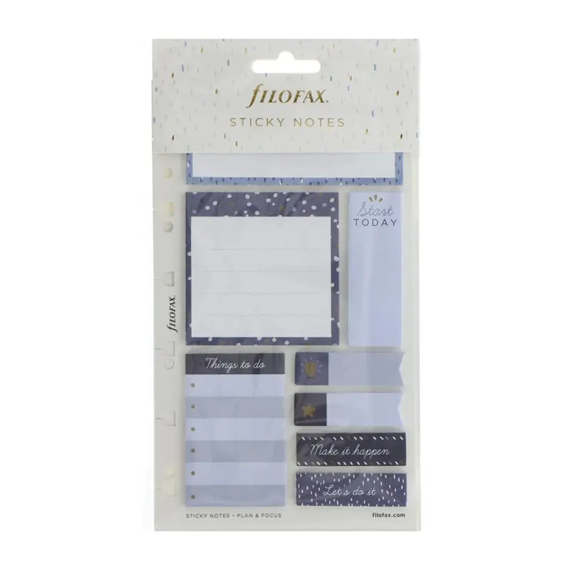 Filofax Indigo Sticky Notes Set – 8 A5 Pads, Tear-Resistant Adhesive 1