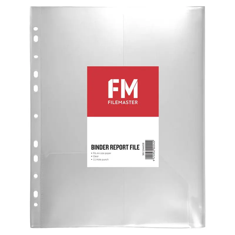 Fm A4 Clear 11-Hole Report Binder – Sleek Transparent Design 1