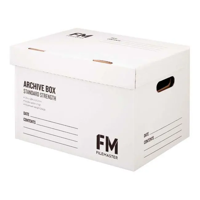Fm White Archive Box – Standard Strength, 387X284X250Mm Internal Dimensions 1