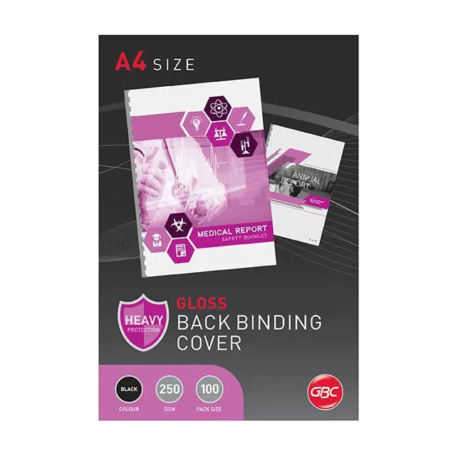 Gbc Glossy Black Binding Cover – A4, Sleek Finish, Pack Of 100 1