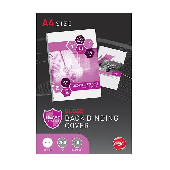 Gbc Glossy White Binding Cover – A4, High-Shine Finish, Pack Of 100 1