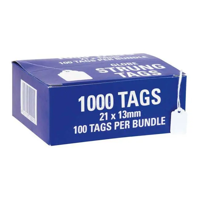 Globe Pre-Strung Hardware Tags – 21 × 13 Mm, Box Of 1000 1