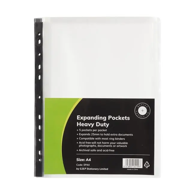 Heavy-Duty Expanding A4 Copysafe Pockets – Pack Of 5 By Osc 1